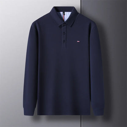 2025 New Men's Casual and Fashionable Embroidered Long Sleeved Polo Shirt Comfortable Breathable and Versatile Summer Top - Ellianto fashion Men's
