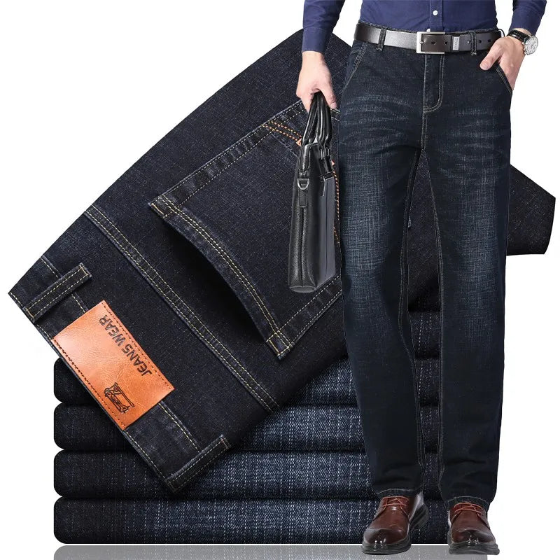 Man Stretch Straight Fit Jeans Man Soft Black Men's Jeans Pants Masculino Denim Overalls Trousers - Ellianto fashion Men's