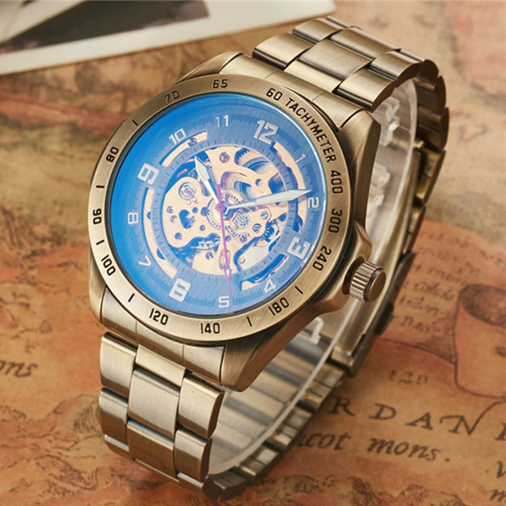 Wrist Watch For Men Waterproof Automatic Mechanical Watch Men's watch Retro montre homme with Genuine Leather relogio masculino - Ellianto fashion Men's