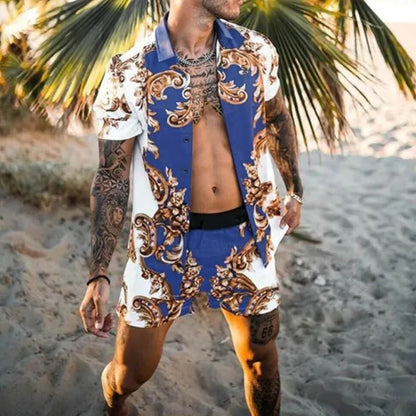 Hawaiian Shirt Sets 3D Printed Men's Fashion Short Sleeves Shirts Oversized Beach Shorts Summer Streetwear Suits Clothing - Ellianto fashion Men's