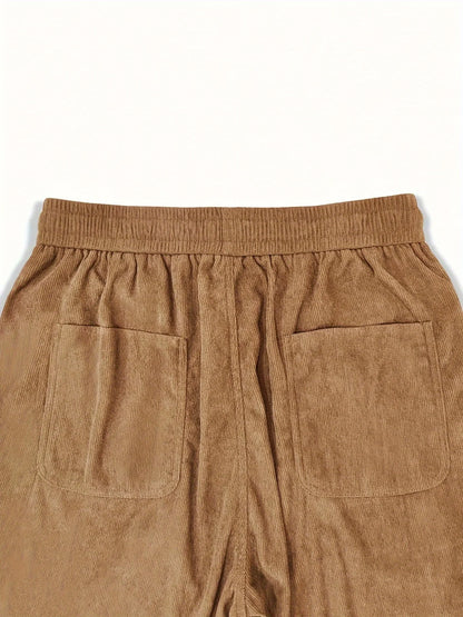 Corduroy pants men clothing Sweatpants Loose-Fit Casual Pants man baggy hosen Regular Length Trousers men cargo pants women - Ellianto fashion Men's