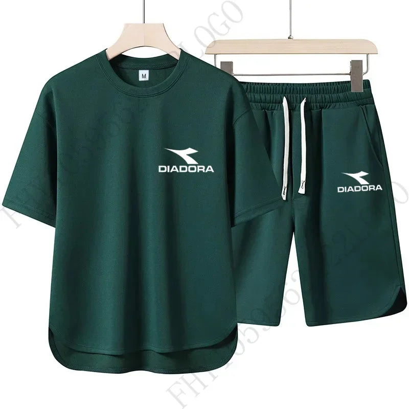 Set European and American procurement products: Men's casual T-shirts + sweatpants, quick-drying sweatshirts and shorts for sportswe - Ellianto fashion Men's