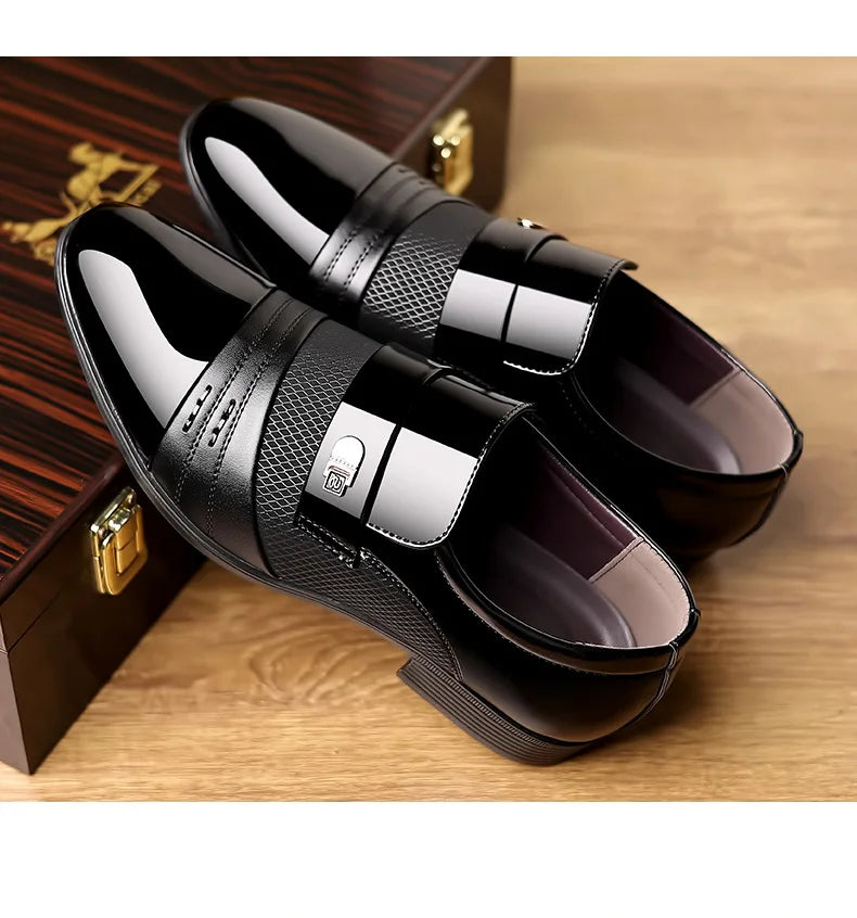 Oxford Shoes Men's Luxury Lacquer Wedding Shoe Pointed Toe Dress Shoes for Men Classic Business Men Leather Shoes Big Size 38-48 - Ellianto fashion Men's