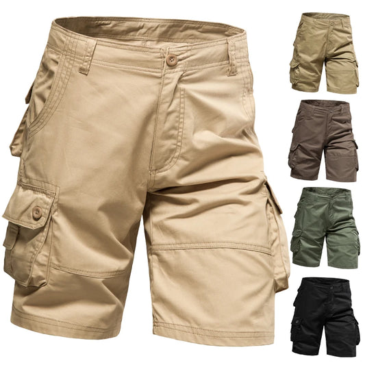 Men's Shorts Loose Large Size Multi-Pocket Overalls Summer Cotton Comfortable Nickel Pants Outdoor Casual Sports Beach Pants - Ellianto fashion Men's