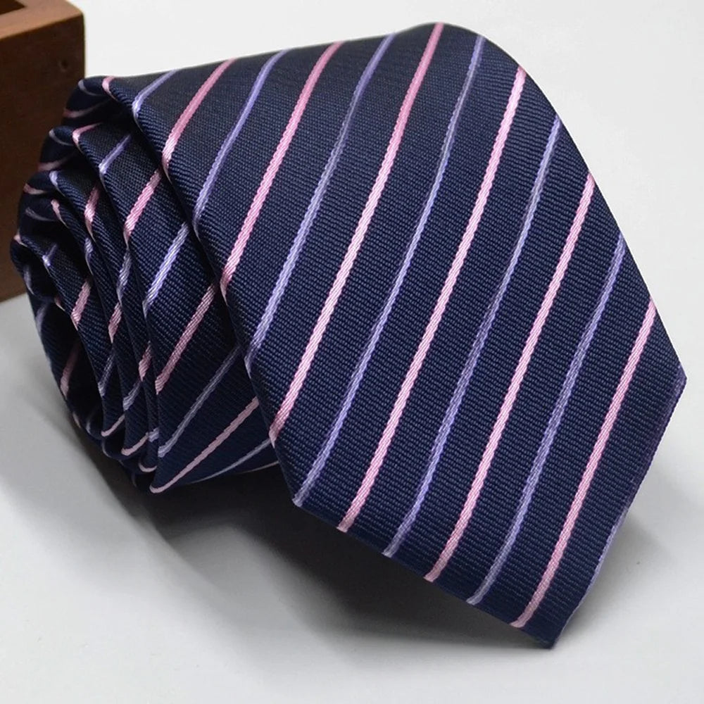Classic Stripe Necktie Men Business Formal Wedding Tie 8cm Blue Black Pink Red Neck Ties Fashion Shirt Dress Accessories - Ellianto fashion Men's