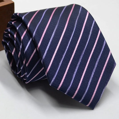 Classic Stripe Necktie Men Business Formal Wedding Tie 8cm Blue Black Pink Red Neck Ties Fashion Shirt Dress Accessories - Ellianto fashion Men's