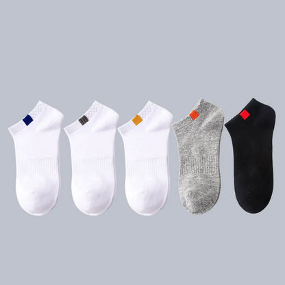 10pieces=5pair/lot Summer Cotton Man Short Socks Fashion Breathable Boat Socks Comfortable Casual Socks Male Big Size White Hot - Ellianto fashion Men's