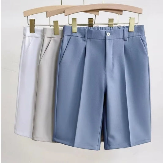 Summer Five-point Pants Short Men's Drape Fabric Casual 5 Points Mid Pants Wild Youth Loose White Suit Shorts Bermuda Masculina - Ellianto fashion Men's