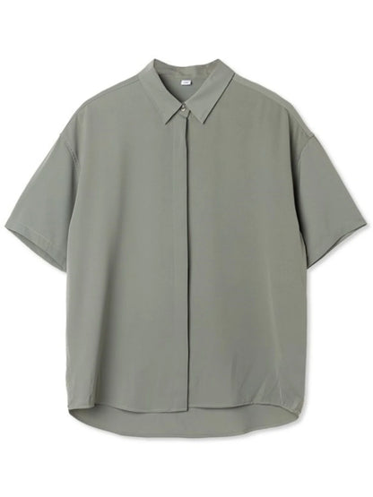 ort Sve Ice Silk irt Men's Casual Drapey Pure Color No Ironing Required Summer Faionable Youthful Stand Fit irt - Ellianto fashion Men's