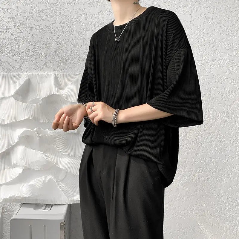 2025 Men's Clothing New Comfortable Simplicity Straight Man Solid Color Handsome Summer Short Sleeve Fashion Casual T-Shirts - Ellianto fashion Men's