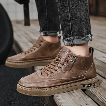 Men Boots Winter High Top Leather Shoes Fashion Cotton Shoes Fashion Ankle Boots Business Casual Outdoor Shoes Male Sneakers New - Ellianto fashion Men's