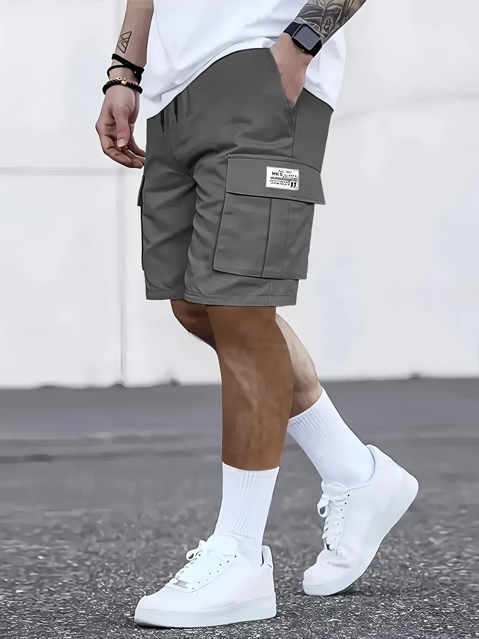 Men's work shorts; summer comfort; multi-pocket; outdoor leisure sport beach pants; elastic waistband - Ellianto fashion Men's