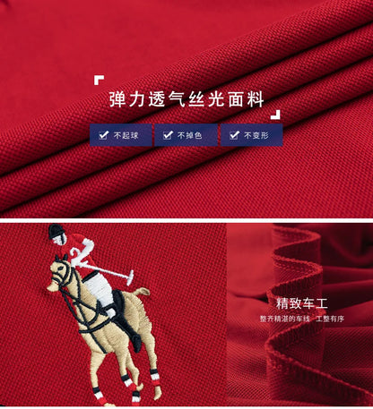 Brand Embroidered Men's Pure Cotton Popsicle Cotton Short Sleeved Polo Shirt Summer New Business Casual Breathable Men's Top 4xl - Ellianto fashion Men's