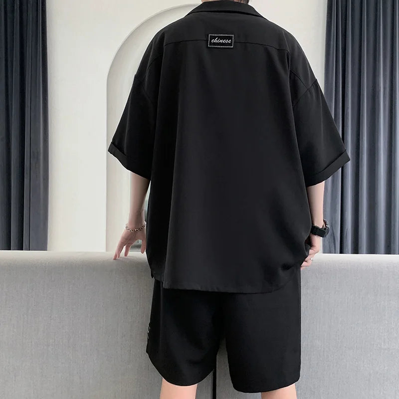Set Faionable Casual Men's ort Sve Suit irt And orts Thin Summer Two-Piece Set Teenager Five-Quarter Pants Seven-Quart... - Ellianto fashion Men's