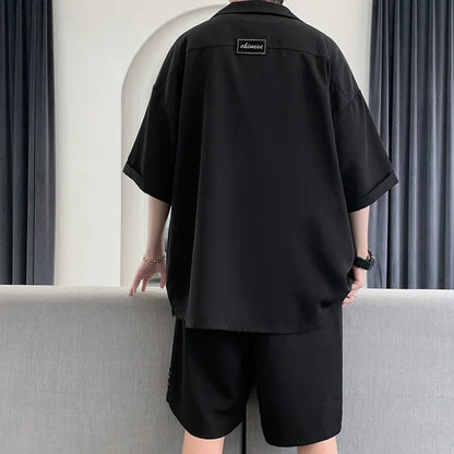Set Faionable Casual Men's ort Sve Suit irt And orts Thin Summer Two-Piece Set Teenager Five-Quarter Pants Seven-Quart... - Ellianto fashion Men's
