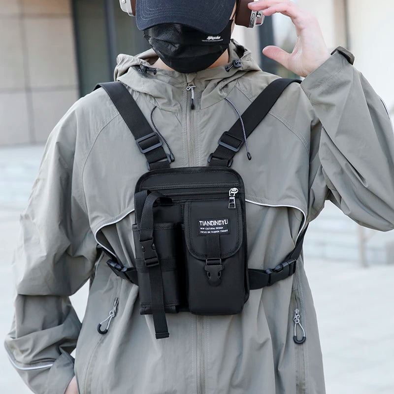 Unisex Tactical Chest Rig Bag Hip Hop Streetwear Bag Functional Chest Pack Adjustable prethoracic Bag man outdoors Vest backpack - Ellianto fashion Men's
