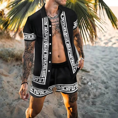 Hawaiian Shirt Sets 3D Printed Men's Fashion Short Sleeves Shirts Oversized Beach Shorts Summer Streetwear Suits Clothing - Ellianto fashion Men's