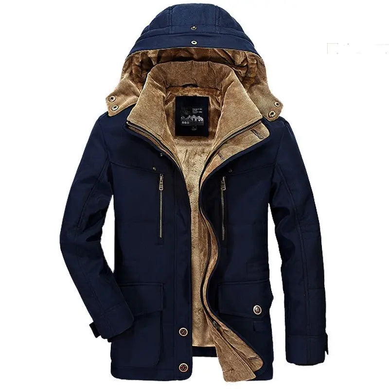Windbreake Hooded Jacket Tactical Fleece Military Thermal Coats Mens Jacket Outwear Windbreaker Plus Velvet Winter Warm Men - Ellianto fashion Men's