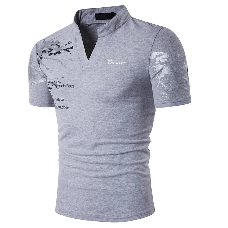 Men's Polo Shirt Golf Shirt Graphic Prints V Neck Outdoor Street Short Sleeves Print Clothing Sports Fashion Streetwear Designer - Ellianto fashion Men's