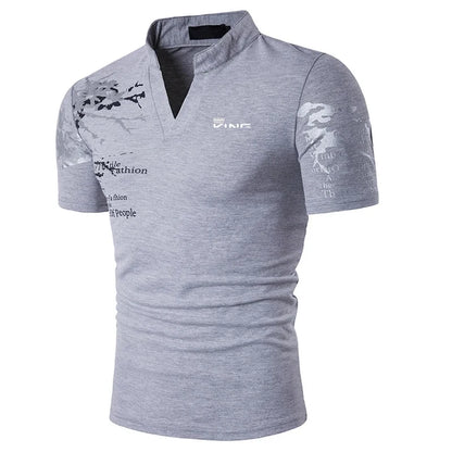 Men's Polo Shirt Golf Shirt Graphic Prints V Neck Outdoor Street Short Sleeves Print Clothing Sports Fashion Streetwear Designer - Ellianto fashion Men's