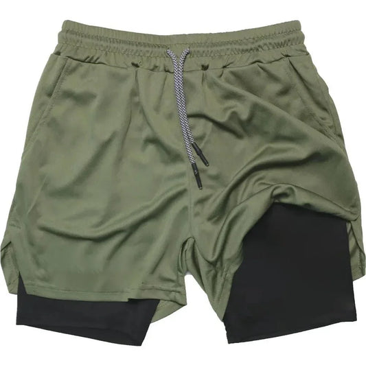 Summer sports versatile double layer men's shorts everyday casual quick-drying sports shorts men - Ellianto fashion Men's