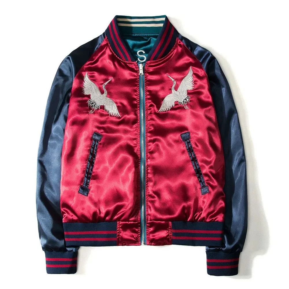 Men’s Reversible Baseball Jacket – Lightweight Spring-Autumn Varsity Style with Embroidered Detail for Effortless Streetwear and Versatile Wear