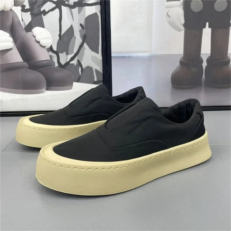 Men's Shoes 2025 New Solid color Fashion Casual Shoes Flat bottom Breathable Walking Shoes Comfortable Loafers Platform Sneakers - Ellianto fashion Men's