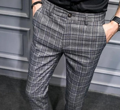 Slim Fit Plaid Suit Trousers for Men Summer 2025 Korean Reviews Many Clothing High Quality Designer Elegant New Man Suits Pants - Ellianto fashion Men's