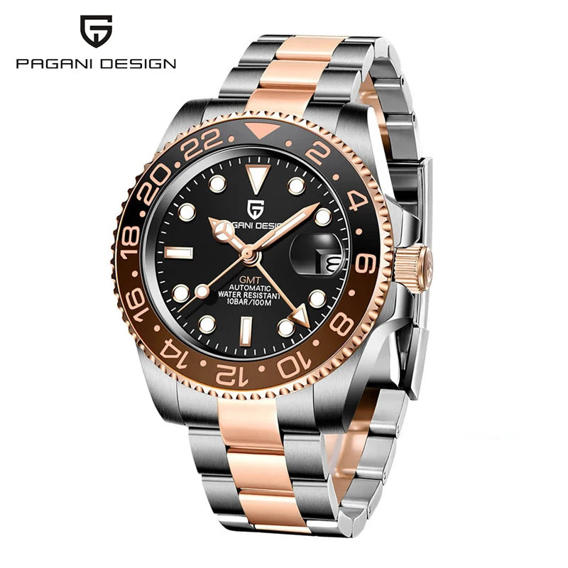 PAGANI DESIGN Automatic mechanical watch rubberstrap 100Mwaterproof night light sports outdoor casual Watch For Man reloj hombre - Ellianto fashion Men's