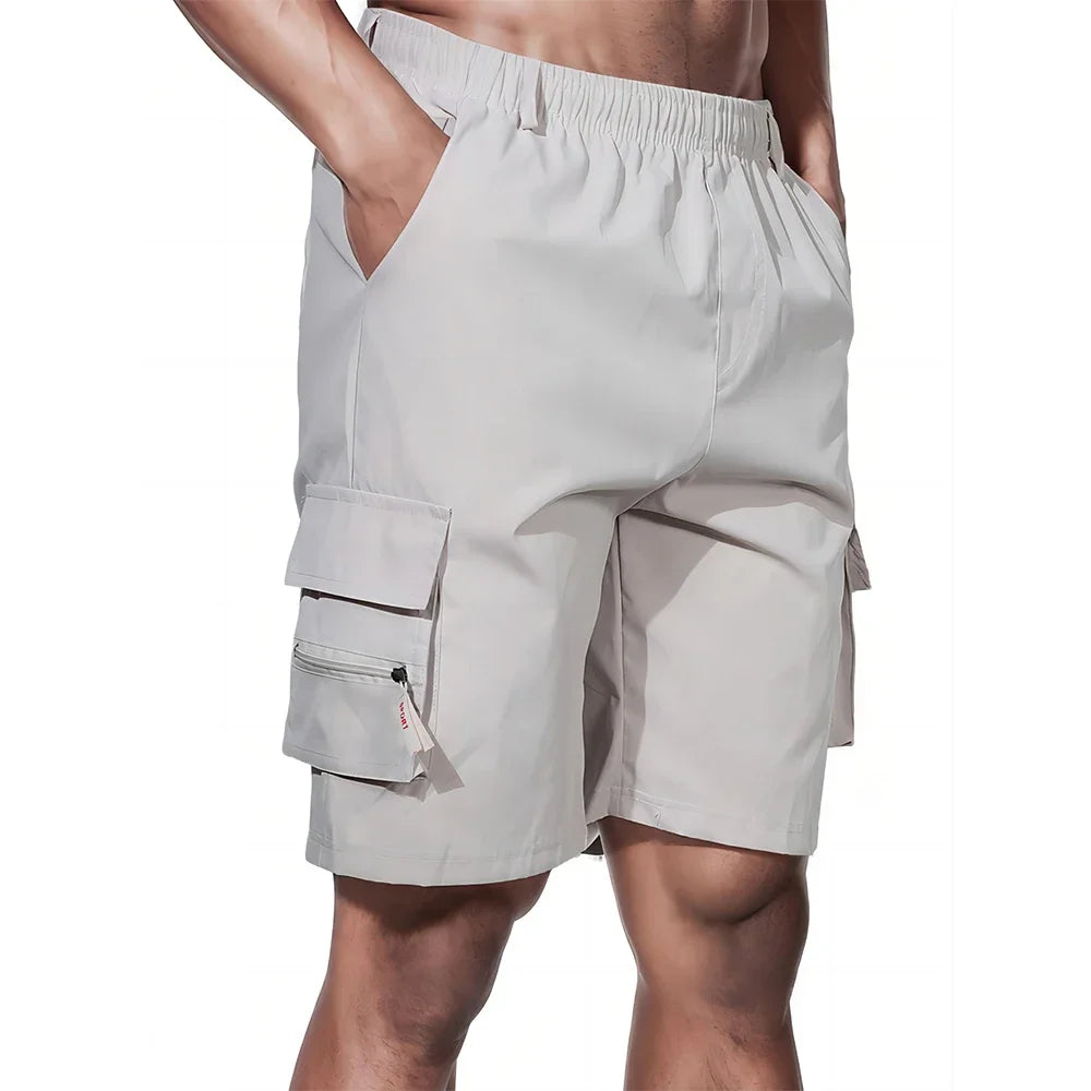 Men's Shorts Loose Large Size Multi-Pocket Overalls Summer Comfortable Elastic Waist Pants Outdoor Casual Sports Beach Pants - Ellianto fashion Men's