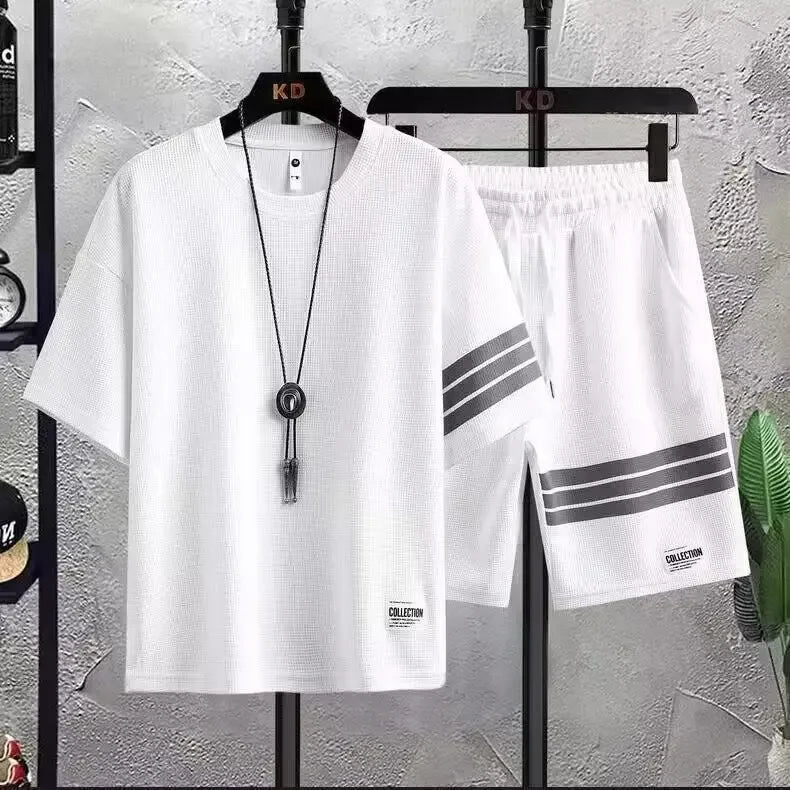 Men's Sportswear Set Summer Short Sleeve T-shirt Casual Shorts Two-piece Trendy Fashion Cross-Border Bestseller - Ellianto fashion Men's