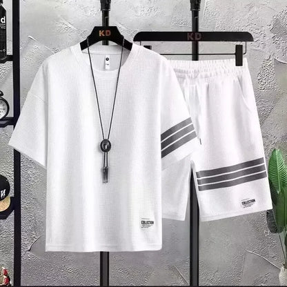 Men's Sportswear Set Summer Short Sleeve T-shirt Casual Shorts Two-piece Trendy Fashion Cross-Border Bestseller - Ellianto fashion Men's