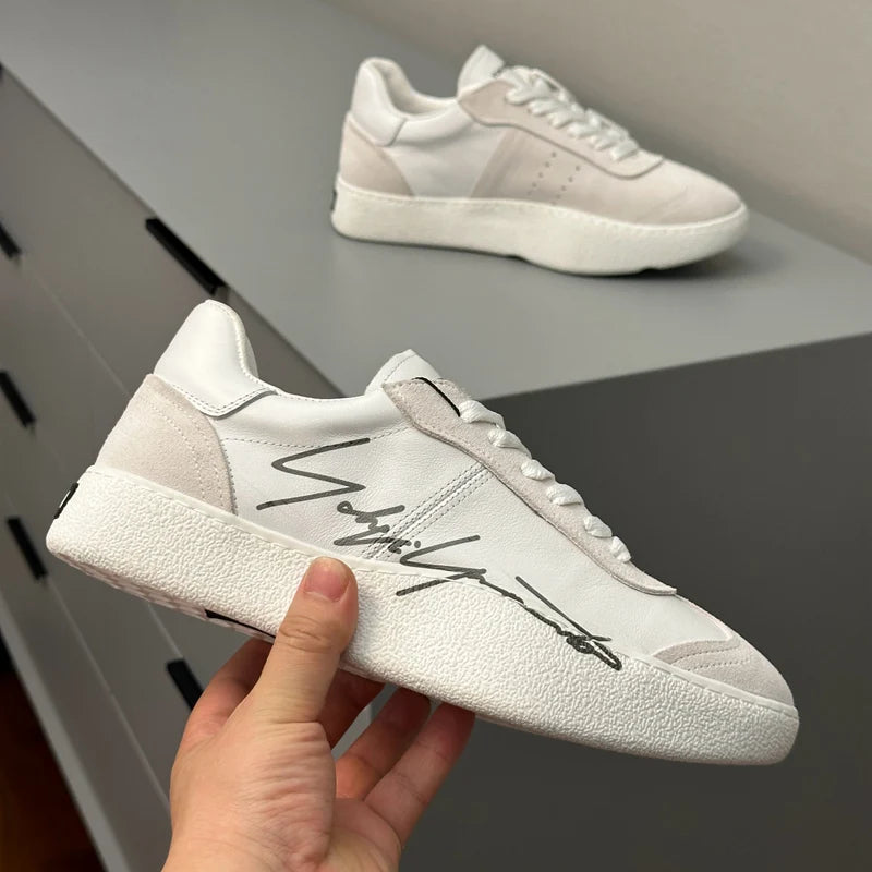 Handcrafed Casual Sneakers Man Platform Leather Canvas Sports Running Shoes Zip Upper Trainers Breathable Men Footwear Man Shoes - Ellianto fashion Men's
