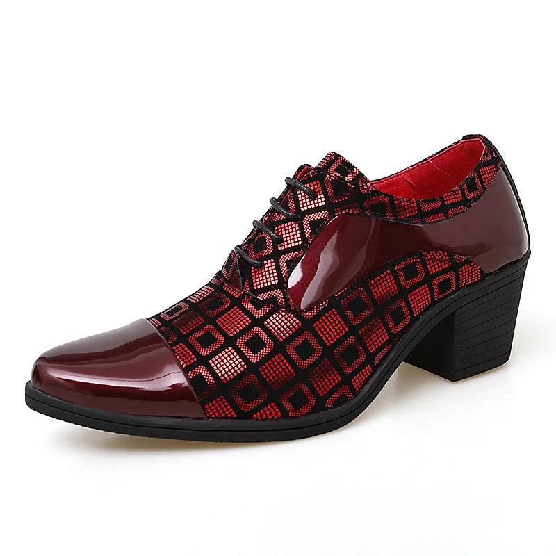 Men Formal Shoes High Heels Business Dress Shoes Male Oxfords Pointed Toe Formal Shoe for Man Luxury Wedding Party Leather Shoe - Ellianto fashion Men's