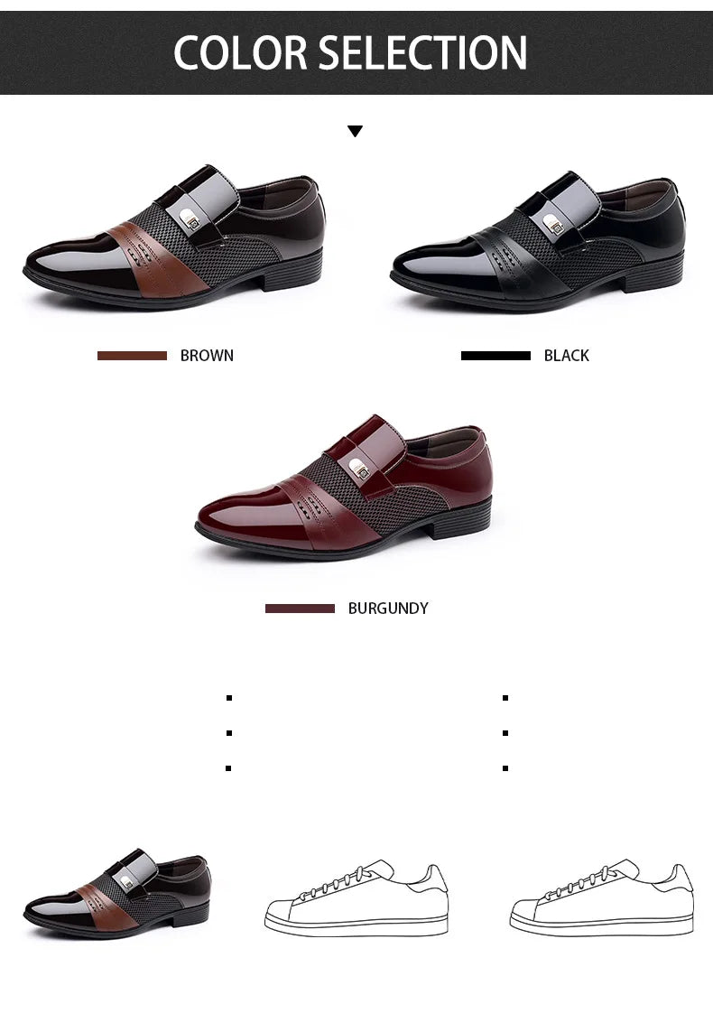 Oxford Shoes Men's Luxury Lacquer Wedding Shoe Pointed Toe Dress Shoes for Men Classic Business Men Leather Shoes Big Size 38-48 - Ellianto fashion Men's