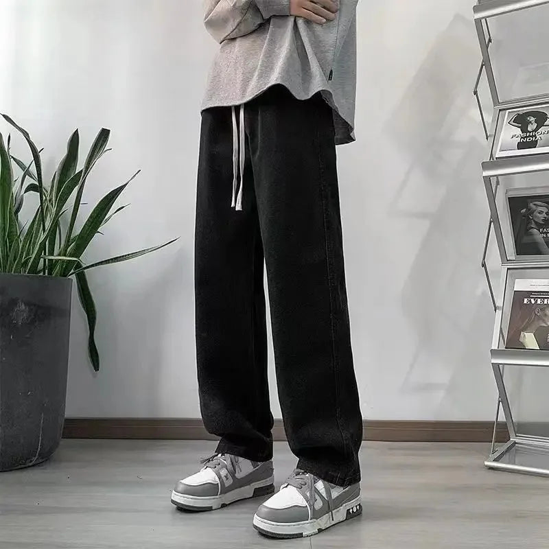 Loose Straight Leg Men's Jeans Summer Trendy Casual Versatile Handsome New Style Long Pants Clothing Matching - Ellianto fashion Men's