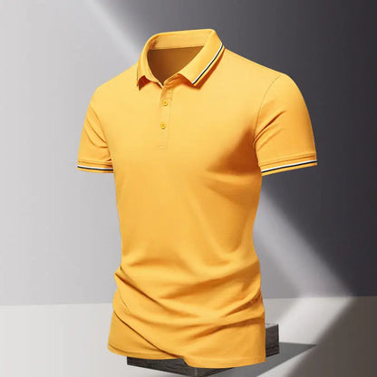 Pure Cotton New Thin Short-sleeved Polo Casual Lapel Top Base Shirt European and American Style - Ellianto fashion Men's