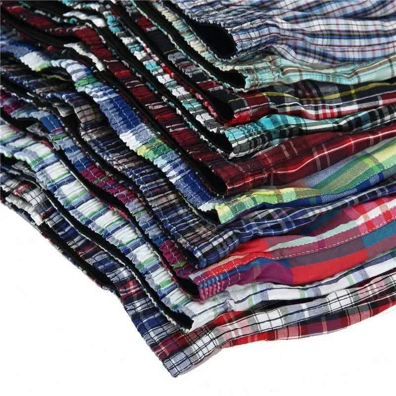 New Classic Plaid men arrow pants casual fashion brand High quality boxer 4pcs/lot mens Cotton boxers men's shorts underwear - Ellianto fashion Men's