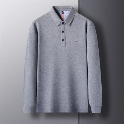 2025 New Men's Casual and Fashionable Embroidered Long Sleeved Polo Shirt Comfortable Breathable and Versatile Summer Top - Ellianto fashion Men's