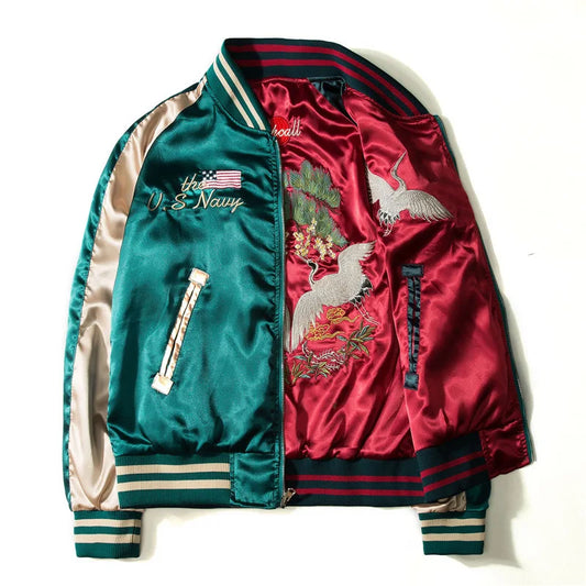 Men’s Reversible Baseball Jacket – Lightweight Spring-Autumn Varsity Style with Embroidered Detail for Effortless Streetwear and Versatile Wear