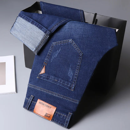 Man Stretch Straight Fit Jeans Man Soft Black Men's Jeans Pants Masculino Denim Overalls Trousers - Ellianto fashion Men's