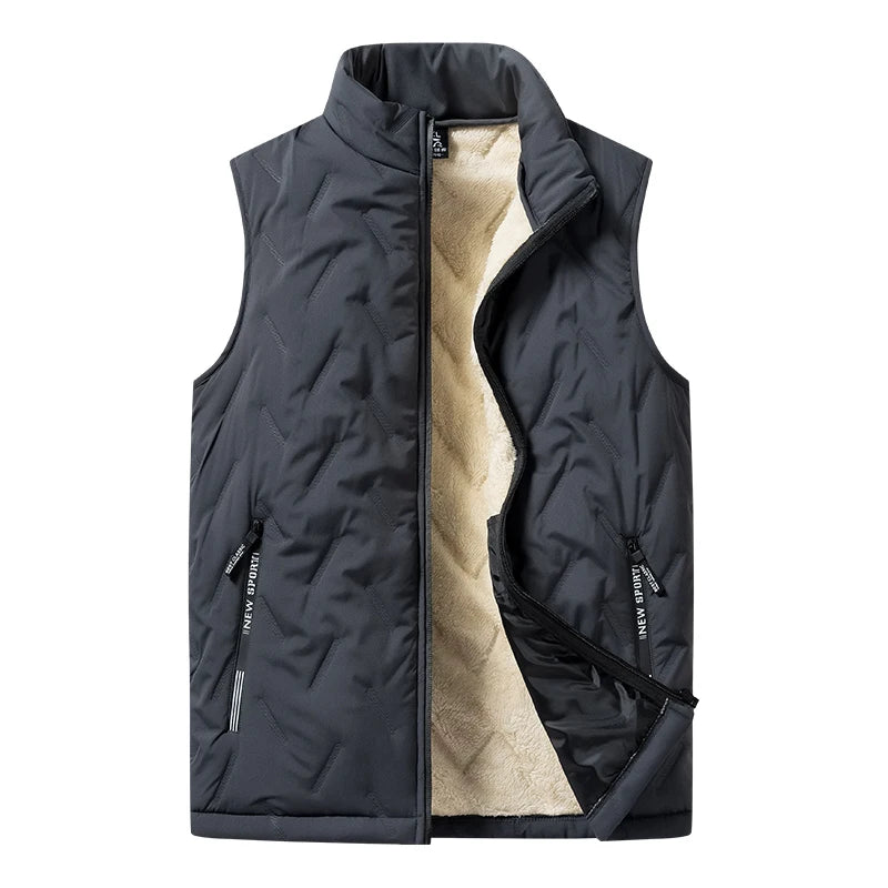 Autumn and winter fashion men's cotton vest jacket casual multifunctional plus size warm standing collar sleeveless men's top - Ellianto fashion Men's