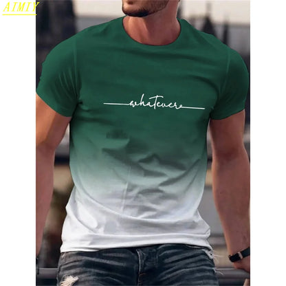 Fashion Summer 3D Stripe Letter Print Men's T Shirt Hip Hop Trend Harajuku Streetwear Casual O-neck Oversized T-shirts Men Tops - Ellianto fashion Men's