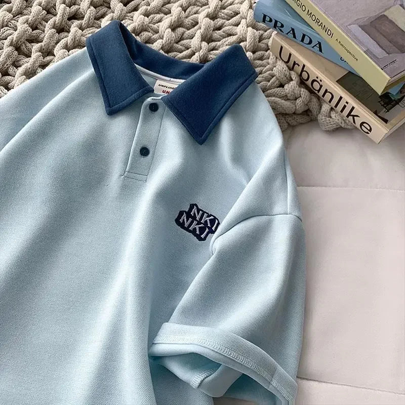 Trendy Insider Men's Polo Shirt Short Sleeve Casual Loose Fit Couple's Wardrobe Piece Sensible Niche Top Summer Fashion - Ellianto fashion Men's