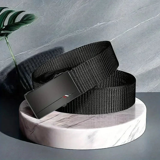 Men's Belt Outdoor Leisure Sports Belt Toothless Quick Release Automatic Buckle Quality Black Belt - Ellianto fashion Men's