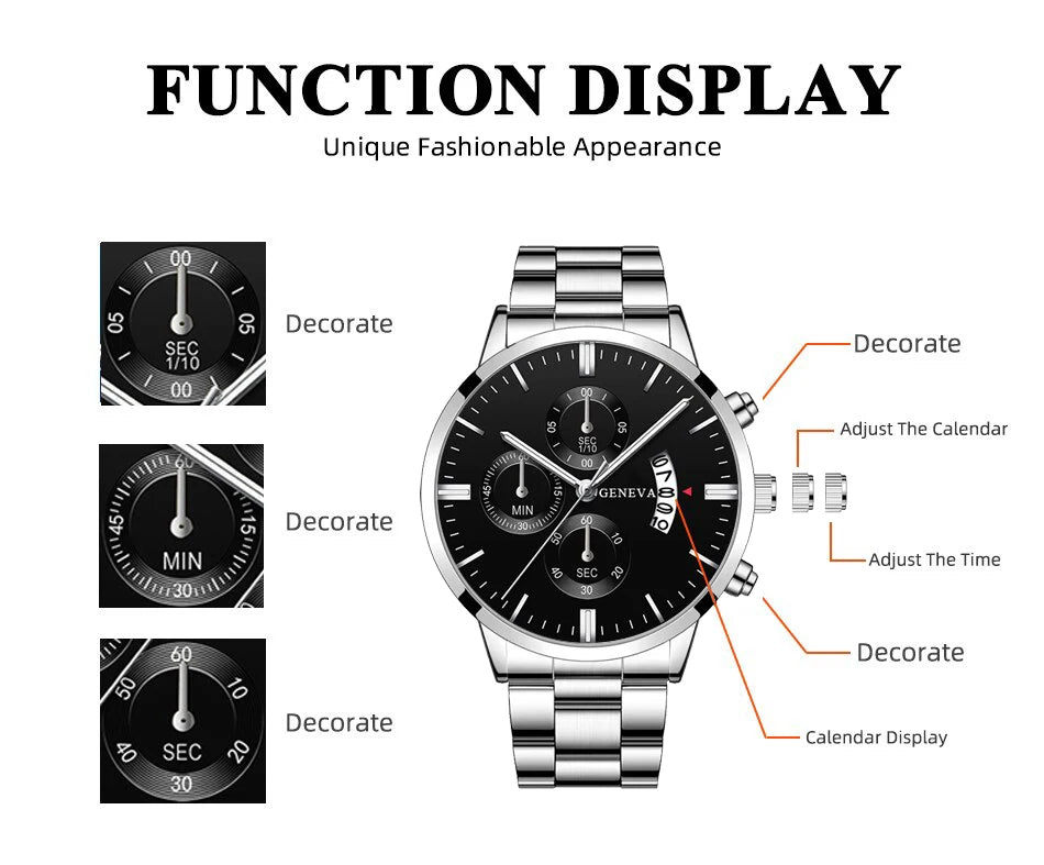 Fashion Men Watch Luxury Calendar Quartz Wrist Watch Business Watches Man Clock Male Bracelet Wristwatch - Ellianto fashion Men's