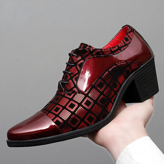 Men Formal Shoes High Heels Business Dress Shoes Male Oxfords Pointed Toe Formal Shoe for Man Luxury Wedding Party Leather Shoe - Ellianto fashion Men's