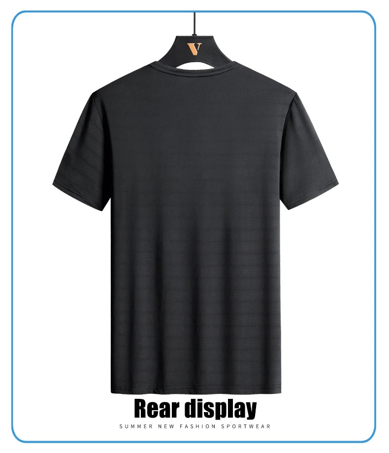 CHRLCK Plus Size Summer Ice Silk Short Sleeve T-Shirt Men's Loose Thin Sports T-shirt For Seniors Outdoor Fitness Casual T-shirt - Ellianto fashion Men's