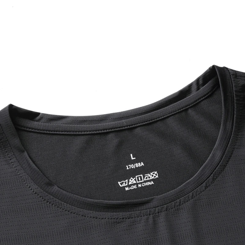 CHRLCK Plus Size Summer Ice Silk Short Sleeve T-Shirt Men's Loose Thin Sports T-shirt For Seniors Outdoor Fitness Casual T-shirt - Ellianto fashion Men's