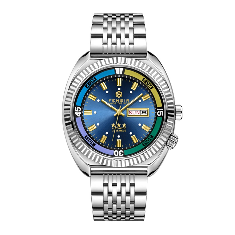2025 Retro Fake Mechanical Men's Quartz Watch Fashion Sport Butterfly Buckle Steel Belt Week Calendar Large Dial Watches For Man - Ellianto fashion Men's